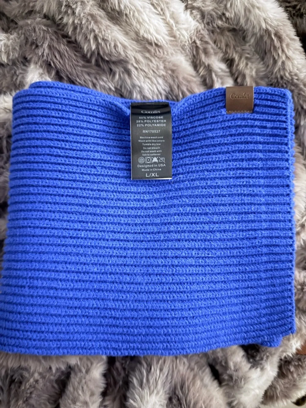 Ribbed Knit Scarf - Cobalt Blue Women’s Winter Wrap